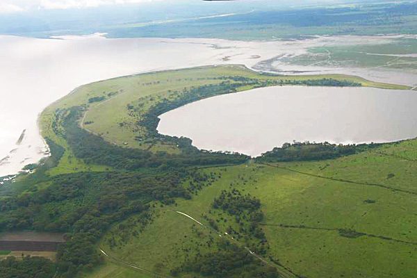 Aerial view of Lake Naivasha's Crescent Island