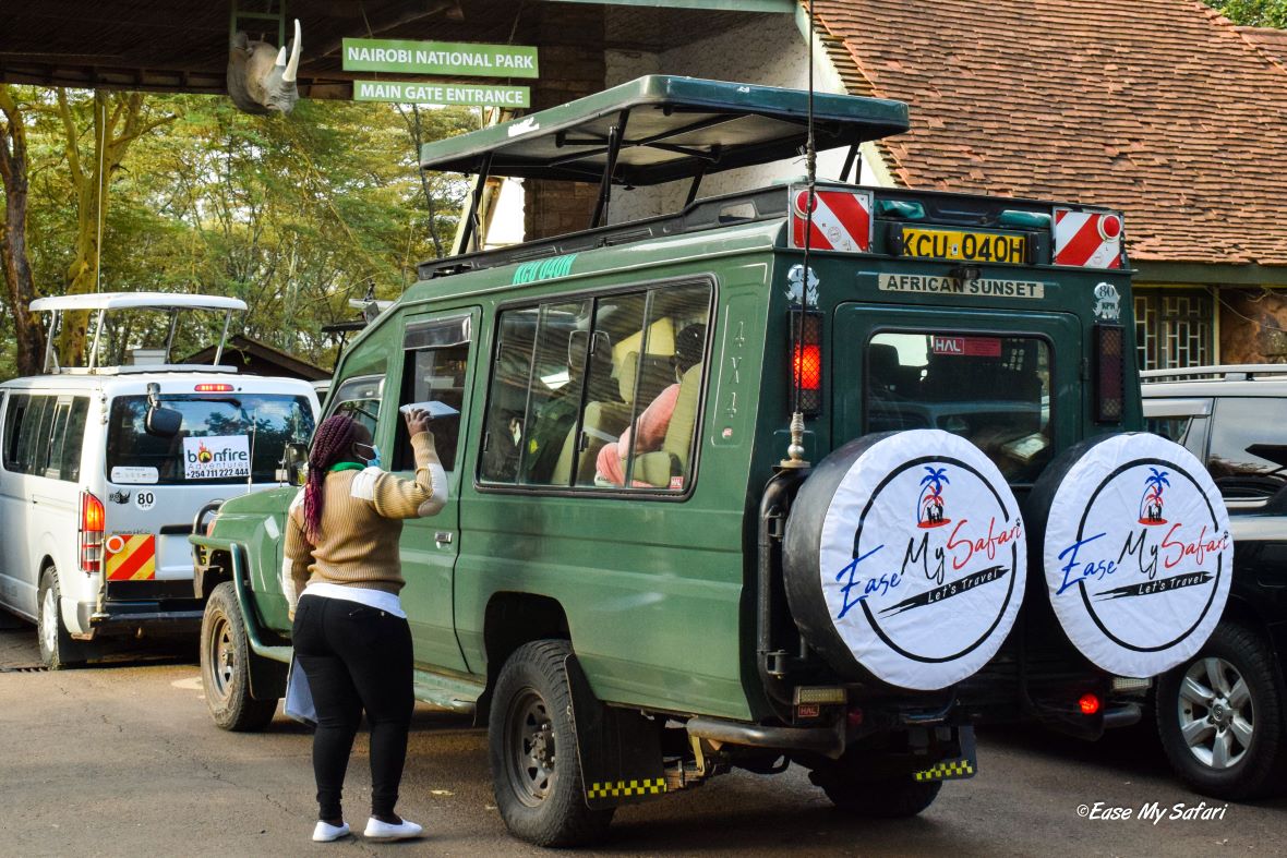 Ease My Safari guests checking in at Nairobi national park Main Gate