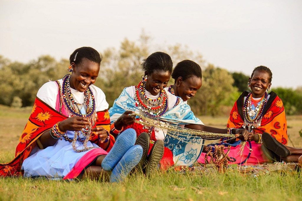 Maasai local women doing beadwork