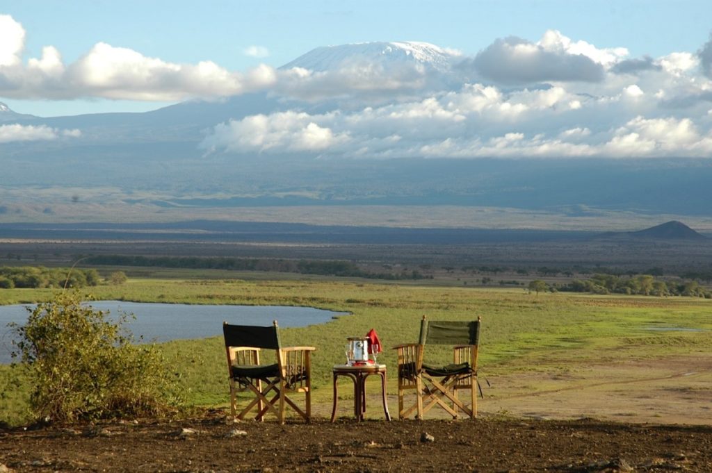 Sundowner Overlooking Mt Kilimanjaro at Amboseli Serena Kenya