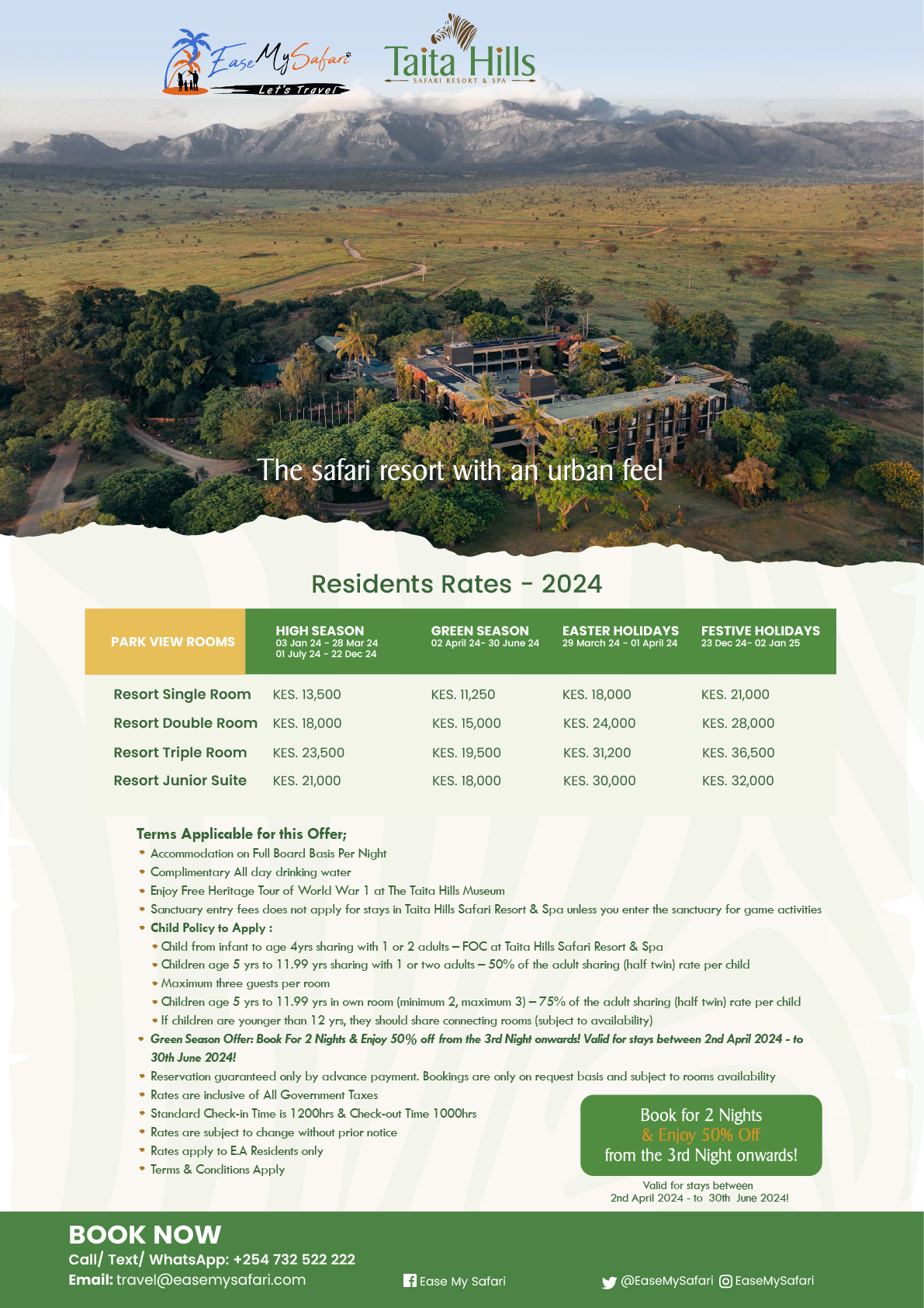 Taita Hills Safari Resort - Resident Rate Card - 2024
